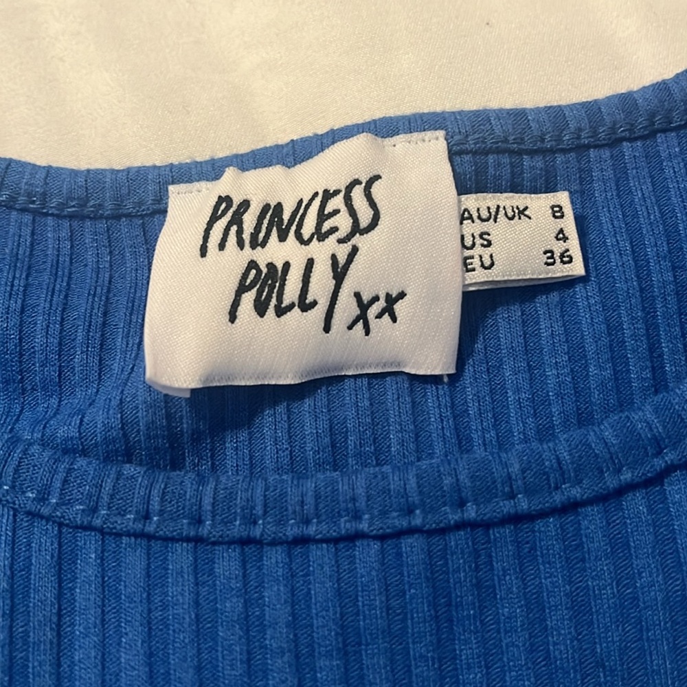 Princess Polly Blue Ribbed Crop Top - Picture 2 of 4